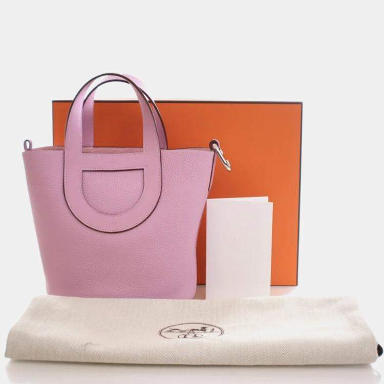 Pre Owned Hermes Mauve Sylvestre Swift In-The-Loop Bucket 18