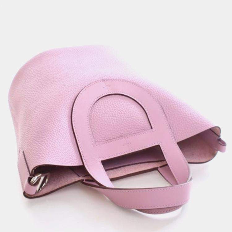 Pre Owned Hermes Mauve Sylvestre Swift In-The-Loop Bucket 18