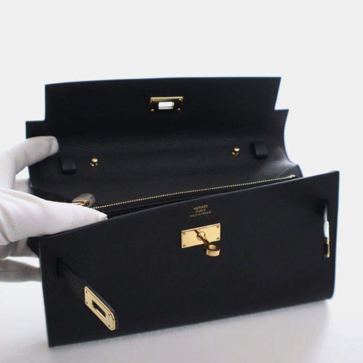 مملوكة مسبقًا Hermes Black Epsom Kelly To Go Wallet