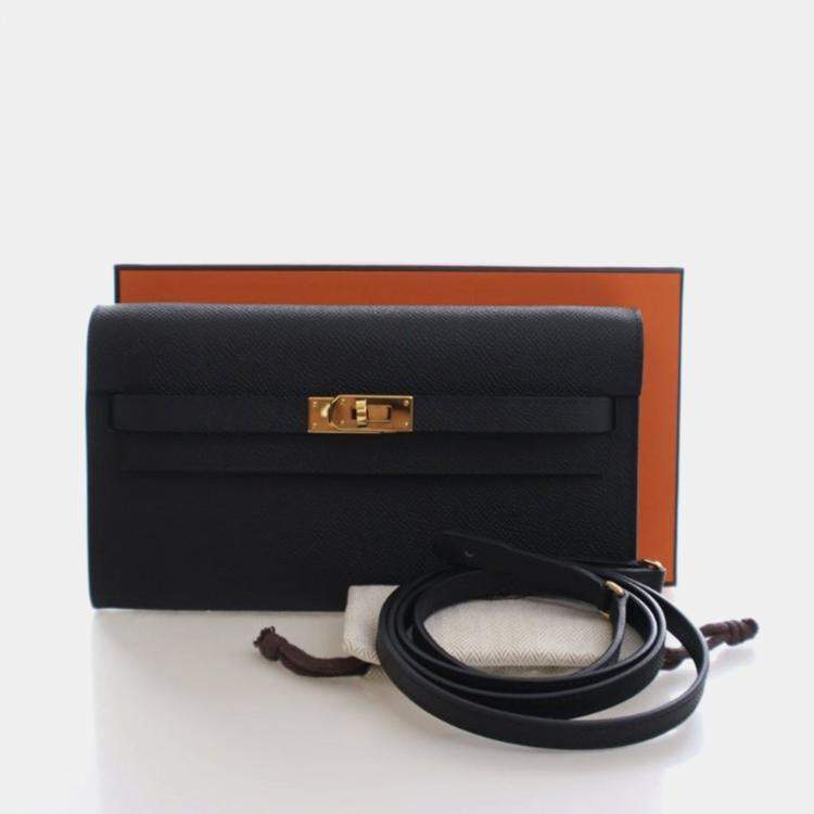 مملوكة مسبقًا Hermes Black Epsom Kelly To Go Wallet