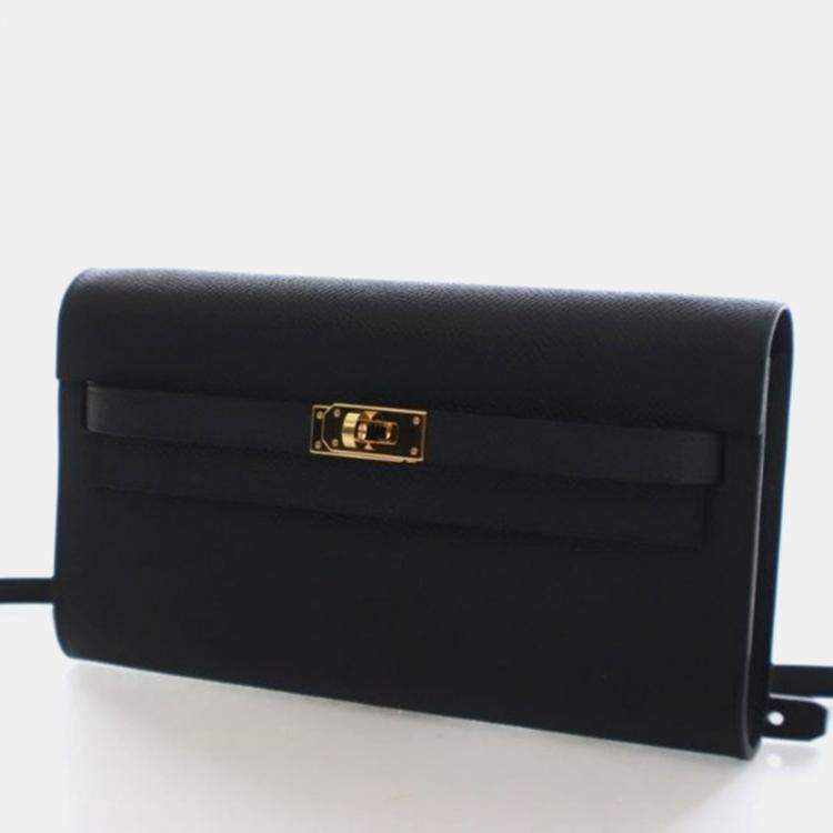 مملوكة مسبقًا Hermes Black Epsom Kelly To Go Wallet