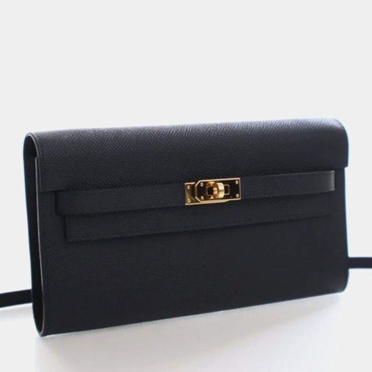 مملوكة مسبقًا Hermes Black Epsom Kelly To Go Wallet