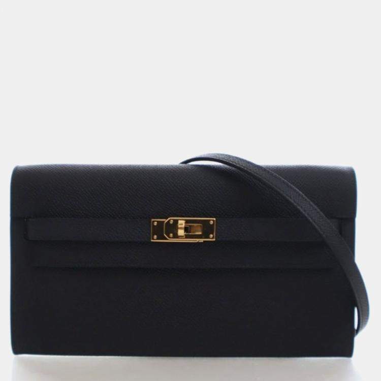 مملوكة مسبقًا Hermes Black Epsom Kelly To Go Wallet
