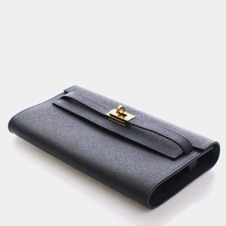 مملوكة مسبقًا Hermes Black Epsom Kelly To Go Wallet