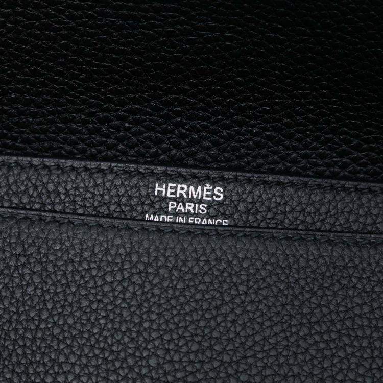 Pre Owned Hermes Black Brown Togo and Swift Sac A Depeches Verso 38
