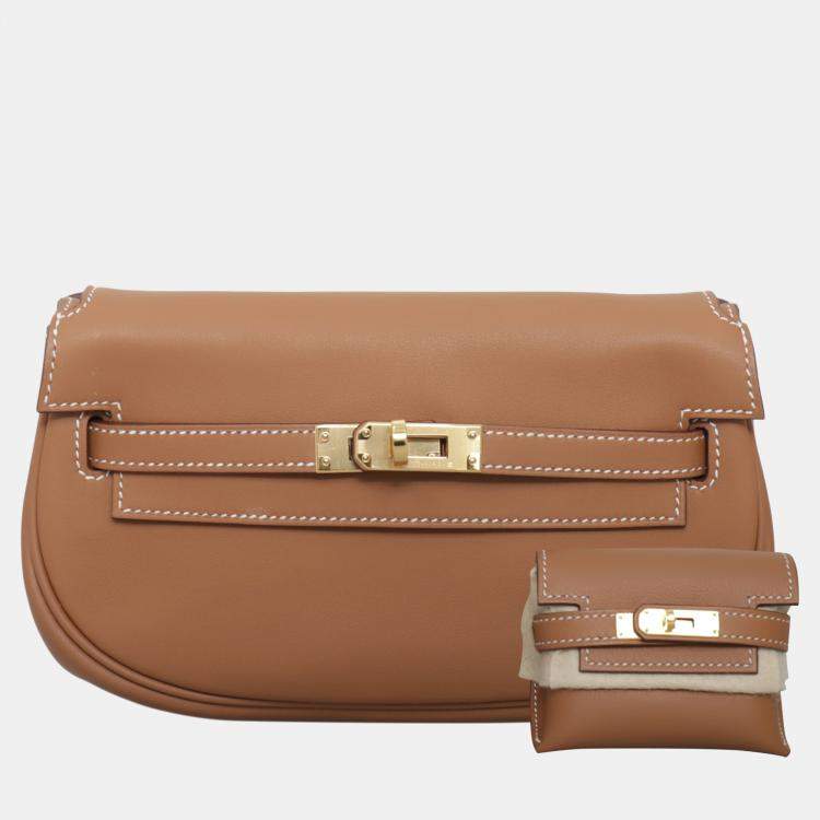 Pre Owned Hermes Kelly Moove Gold Calf Crossbody Bag