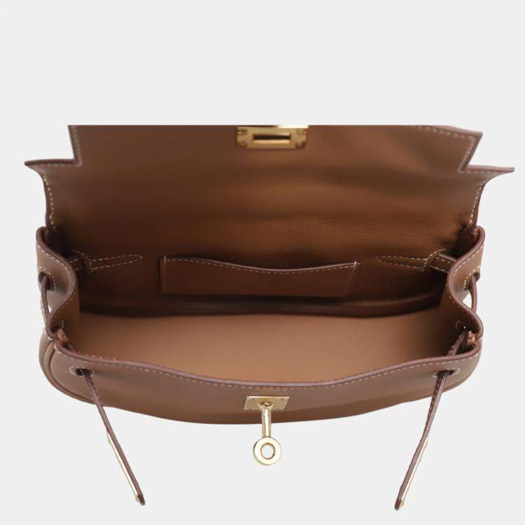 Pre Owned Hermes Kelly Moove Gold Calf Crossbody Bag