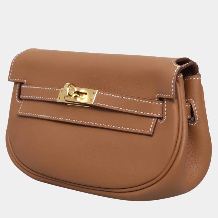 Pre Owned Hermes Kelly Moove Gold Calf Crossbody Bag