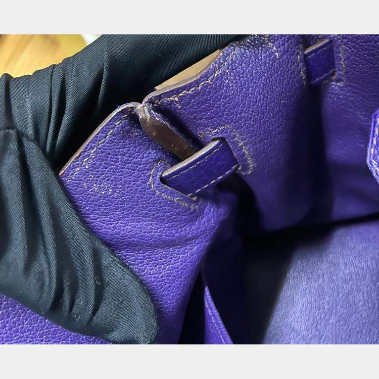 Pre Owned Hermes Birkin 30 Purple Leather Bag