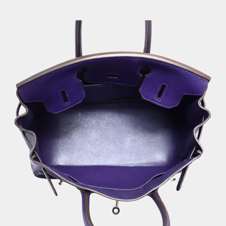 Pre Owned Hermes Birkin 30 Purple Leather Bag