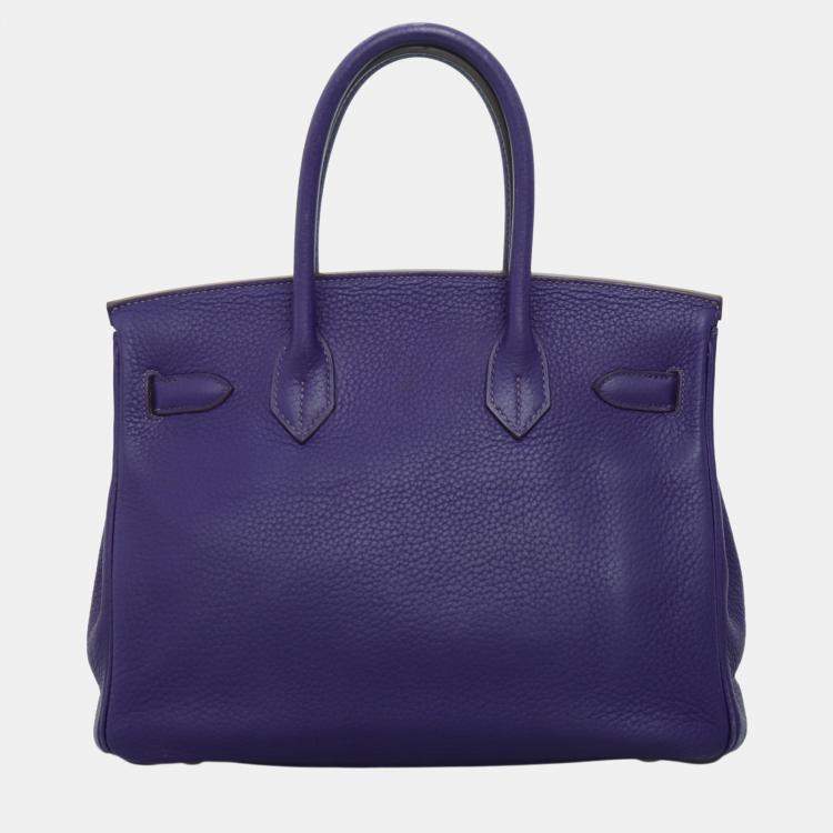 Pre Owned Hermes Birkin 30 Purple Leather Bag