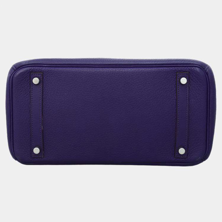 Pre Owned Hermes Birkin 30 Purple Leather Bag