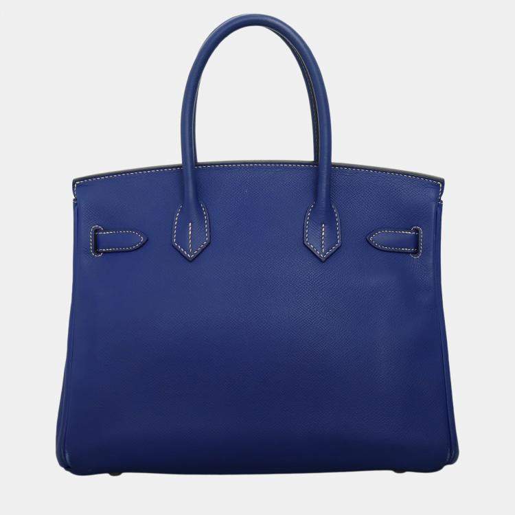 Pre Owned Hermes Blue Epsom Leather Birkin 30 Candy