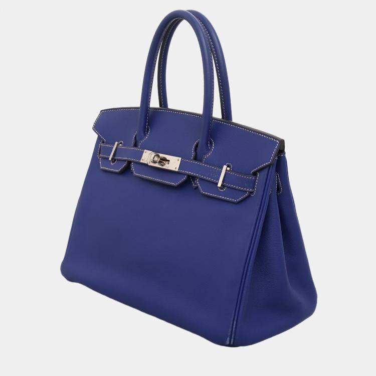 Pre Owned Hermes Blue Epsom Leather Birkin 30 Candy