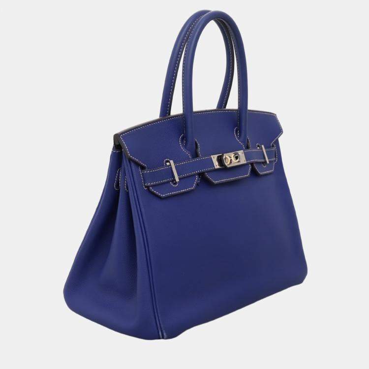Pre Owned Hermes Blue Epsom Leather Birkin 30 Candy
