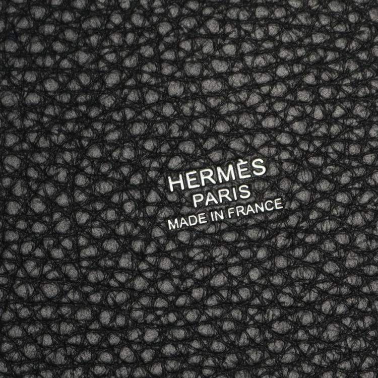 Pre Owned Hermes Picotin Lock 22 Black Taurillon Clemence Leather Top Handle Bag
