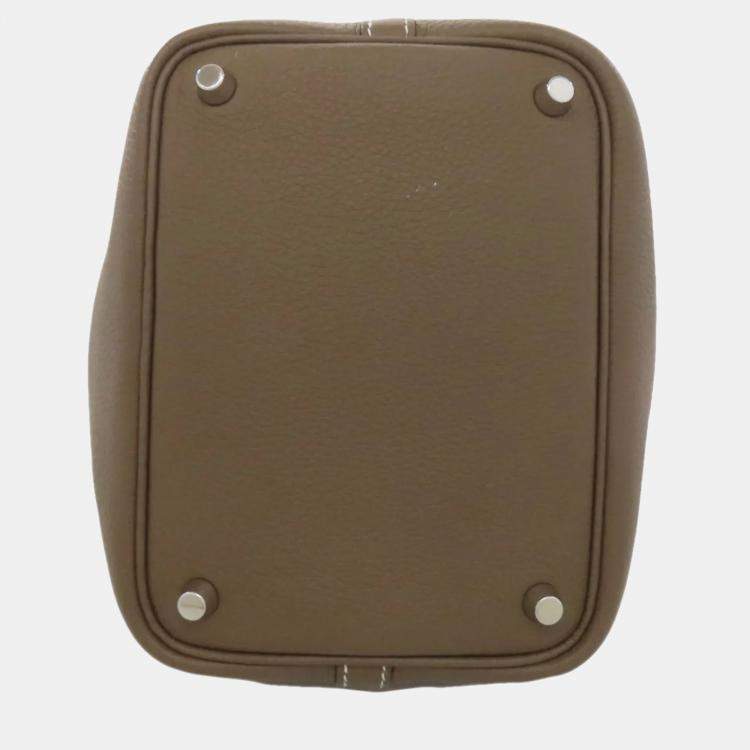 Pre Owned Hermes Picotin Lock 18 Etoupe Taurillon Clemence Leather Shoulder Bag