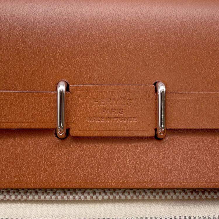 Pre Owned Hermes Mini Fauve Toile H Canvas Vache Hunter Leather Shoulder Bag