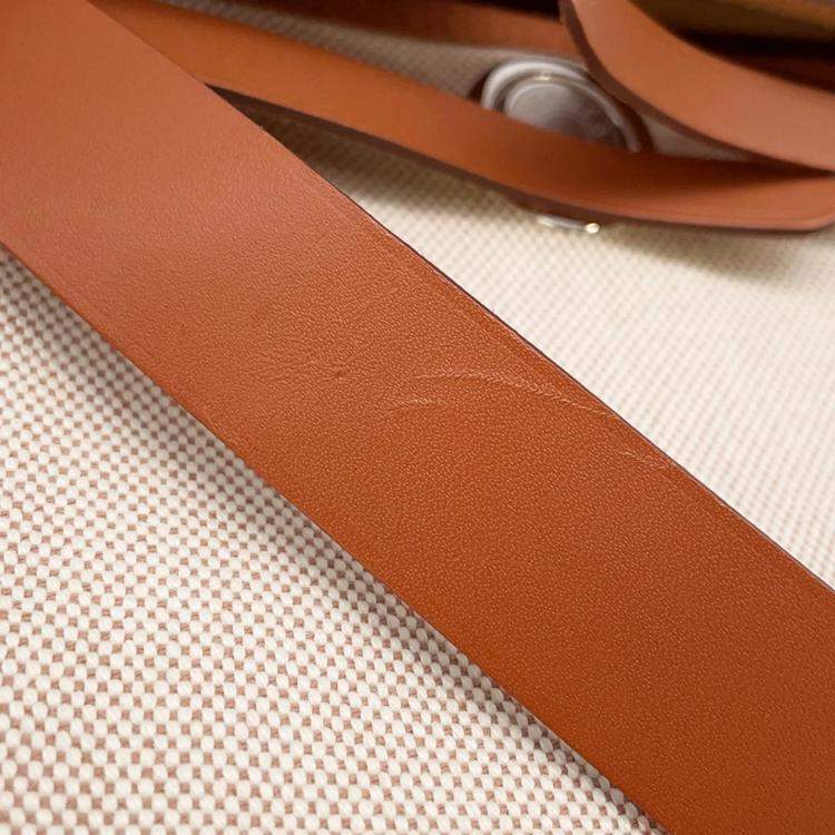 Pre Owned Hermes Mini Fauve Toile H Canvas Vache Hunter Leather Shoulder Bag