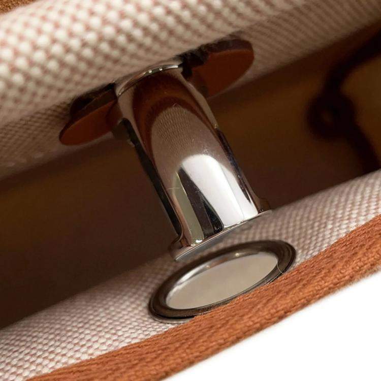 Pre Owned Hermes Mini Fauve Toile H Canvas Vache Hunter Leather Shoulder Bag