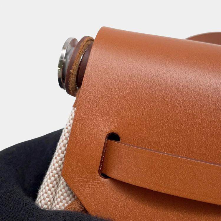 Pre Owned Hermes Mini Fauve Toile H Canvas Vache Hunter Leather Shoulder Bag