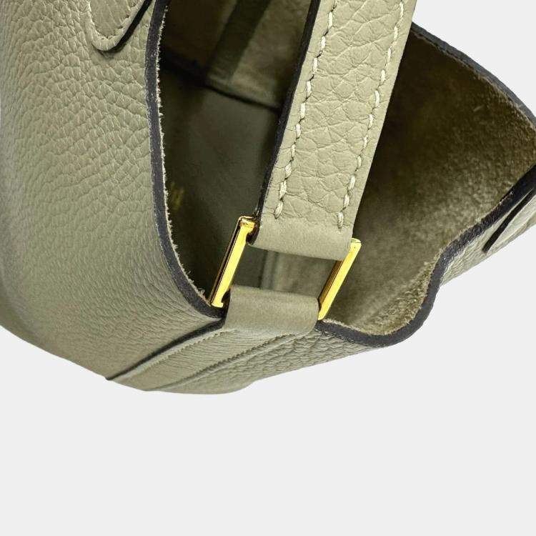 Pre Owned Hermes Picotin Lock 18 Sage Grey Taurillon Clemence Leather Top Handle Bag
