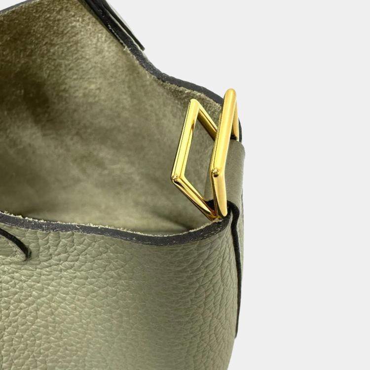 Pre Owned Hermes Picotin Lock 18 Sage Grey Taurillon Clemence Leather Top Handle Bag