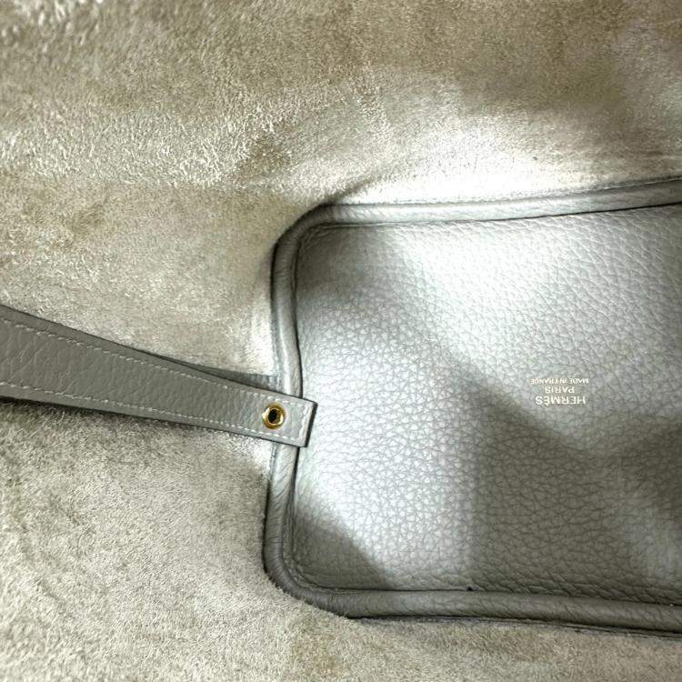 Pre Owned Hermes Picotin Lock 18 Sage Grey Taurillon Clemence Leather Top Handle Bag