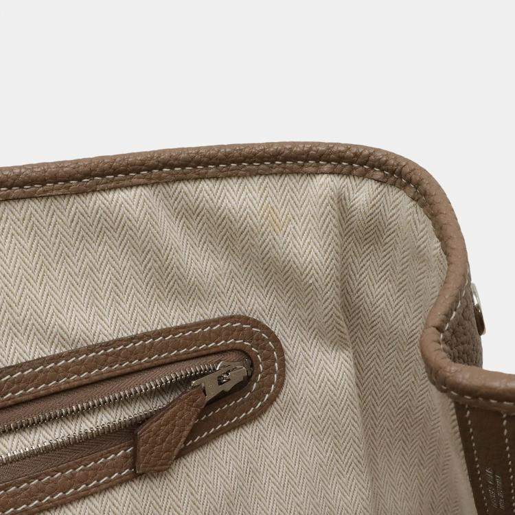Pre Owned Hermes Garden Pm Tote Bag Handbag Negonda Leather Etoupe Greige