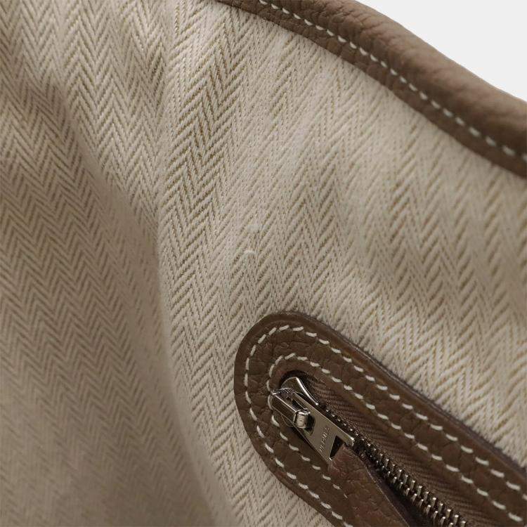 Pre Owned Hermes Garden Pm Tote Bag Handbag Negonda Leather Etoupe Greige