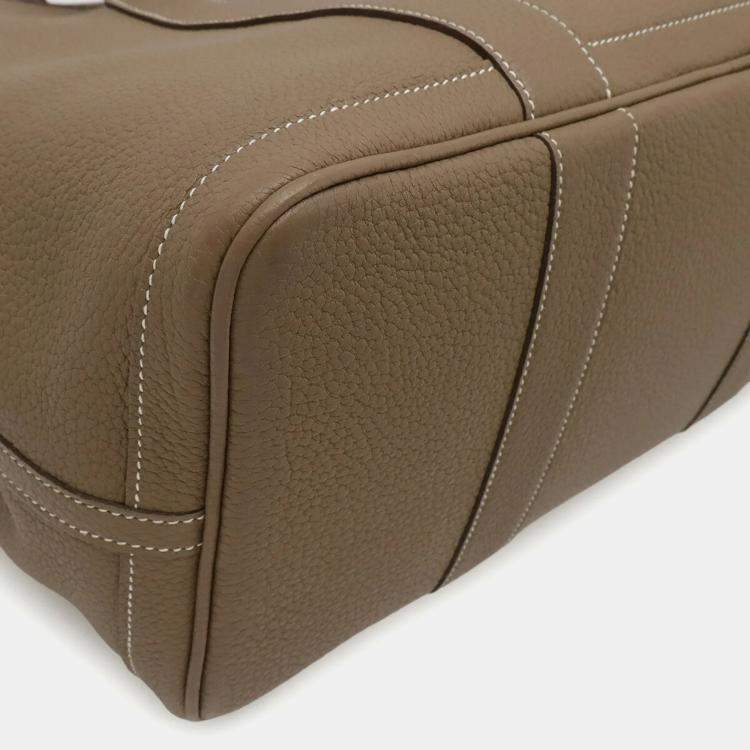 Pre Owned Hermes Garden Pm Tote Bag Handbag Negonda Leather Etoupe Greige