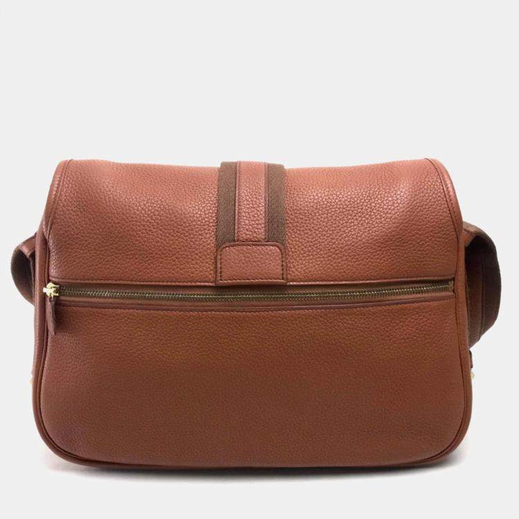Pre Owned Hermes Brown Leather Crossbody Bag