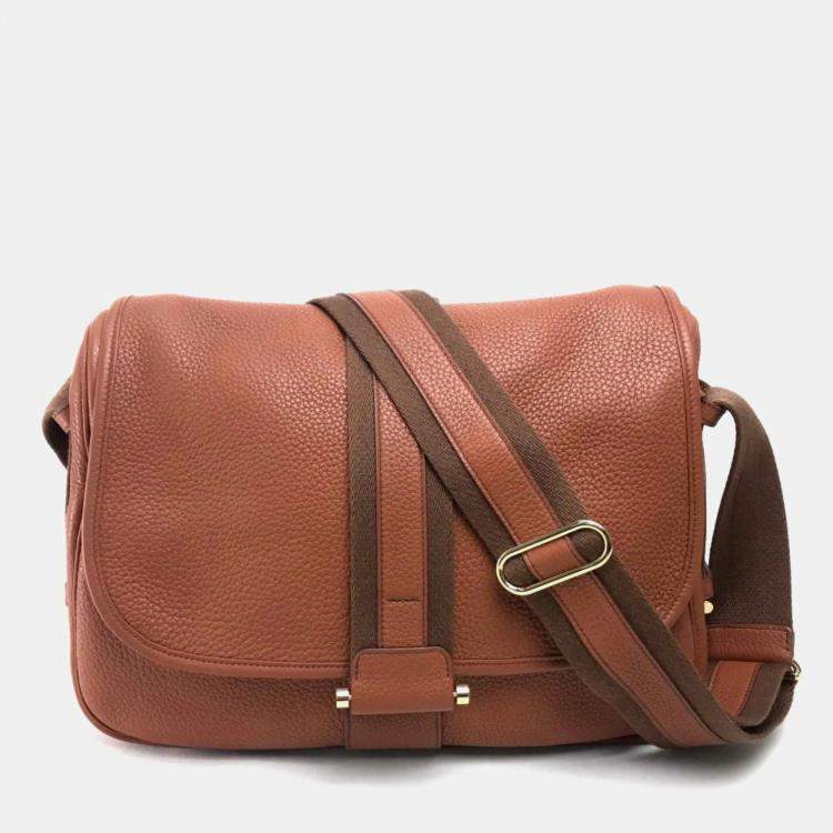 Pre Owned Hermes Brown Leather Crossbody Bag