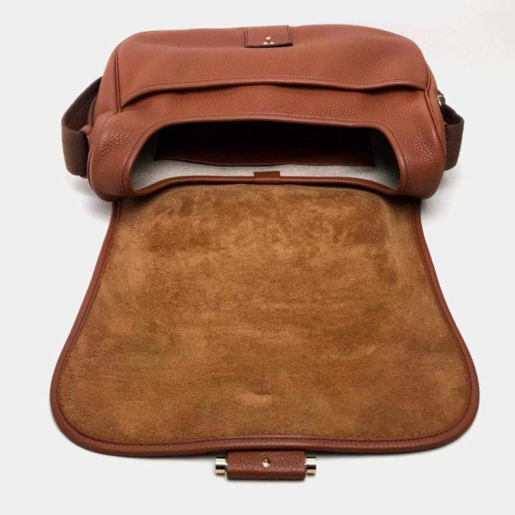Pre Owned Hermes Brown Leather Crossbody Bag