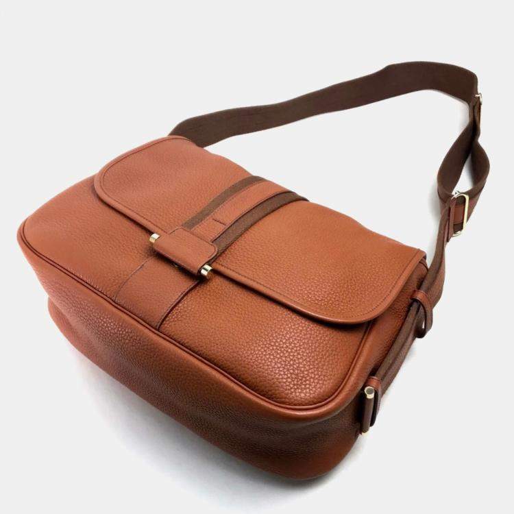 Pre Owned Hermes Brown Leather Crossbody Bag