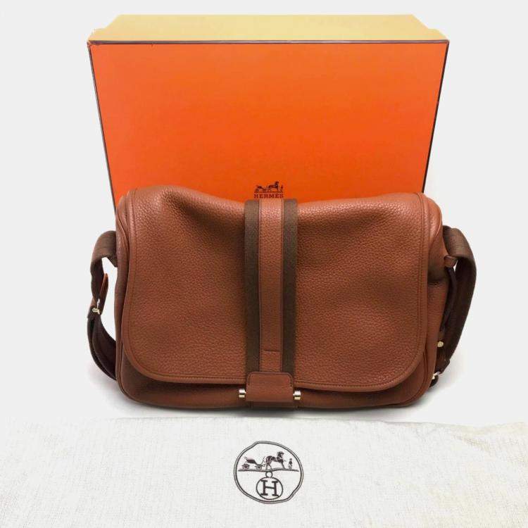 Pre Owned Hermes Brown Leather Crossbody Bag