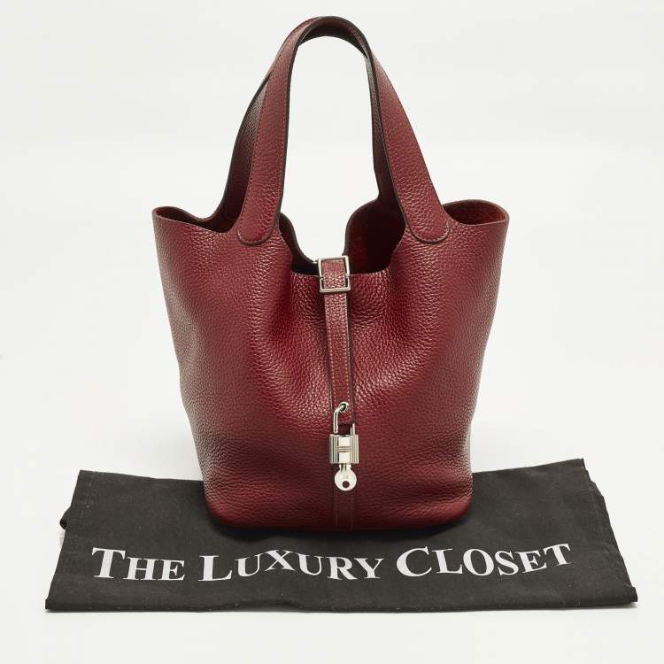 Pre Owned Hermès Picotin Lock 22 Rouge H Taurillon Clemence Leather Tote