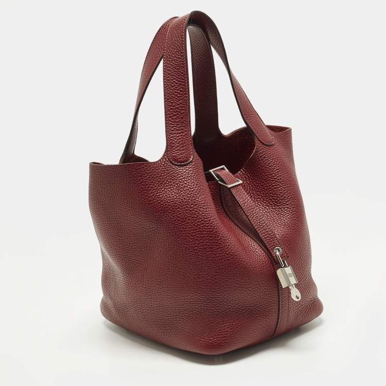 Pre Owned Hermès Picotin Lock 22 Rouge H Taurillon Clemence Leather Tote