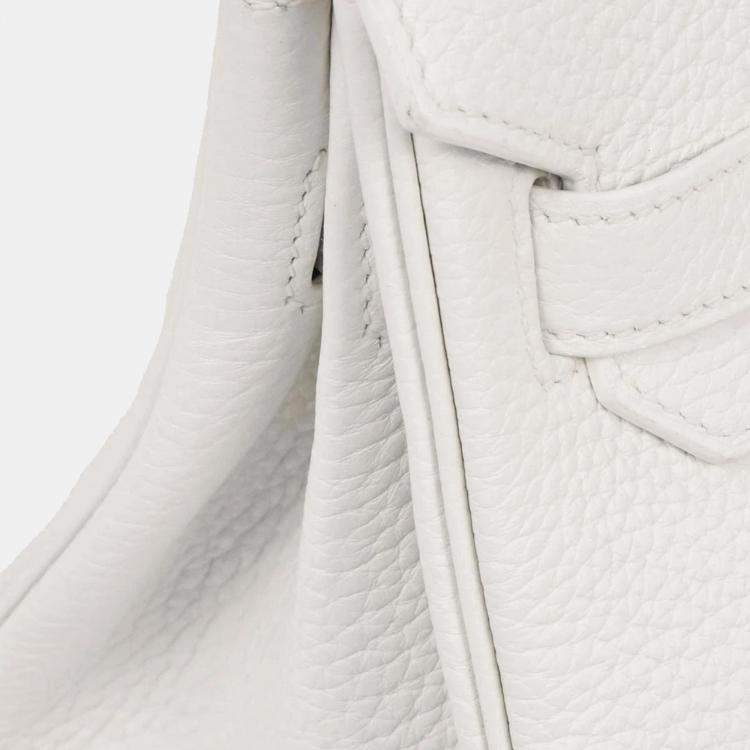 Pre Owned Hermes Birkin 30 White Taurillon Clemence Leather Top Handle Bag