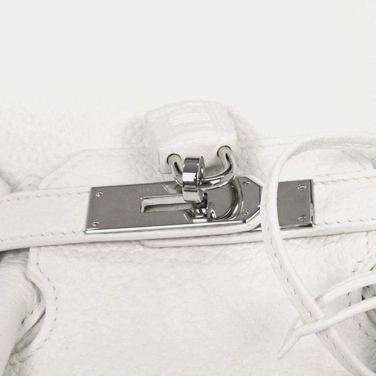 Pre Owned Hermes Birkin 30 White Taurillon Clemence Leather Top Handle Bag