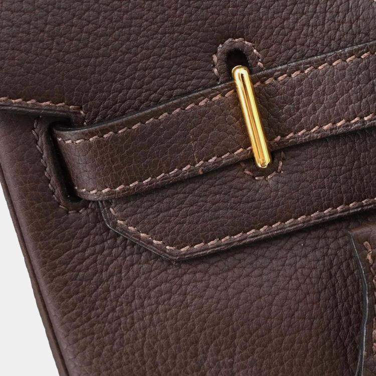 Pre Owned Hermes Haut a Courroies 32 Havane Fjord Leather Top Handle Bag