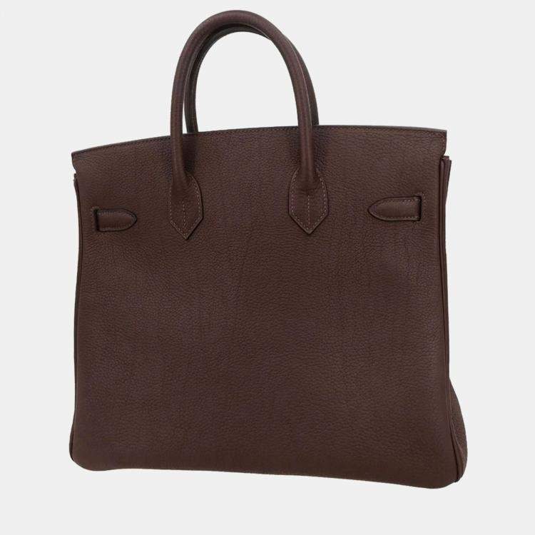 Pre Owned Hermes Haut a Courroies 32 Havane Fjord Leather Top Handle Bag