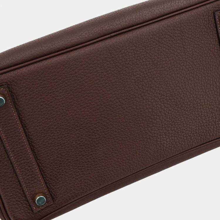 Pre Owned Hermes Haut a Courroies 32 Havane Fjord Leather Top Handle Bag