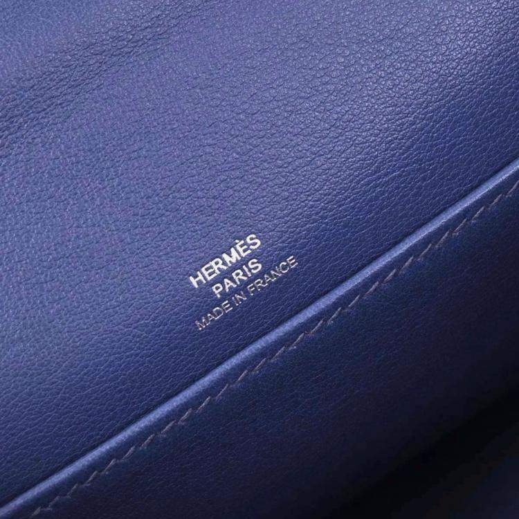 Pre Owned Hermes Kelly Pochette Blue Electric Swift Leather Clutch Bag
