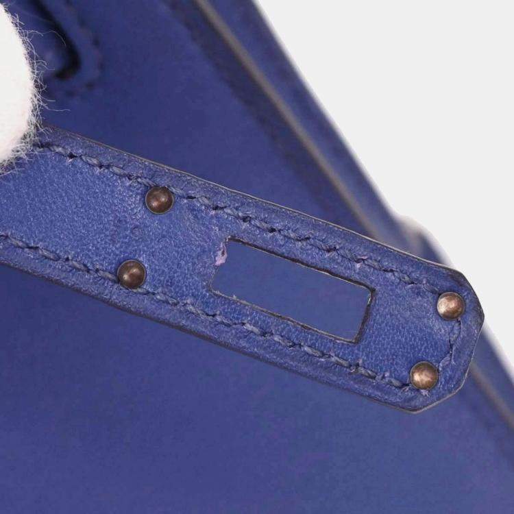 Pre Owned Hermes Kelly Pochette Blue Electric Swift Leather Clutch Bag