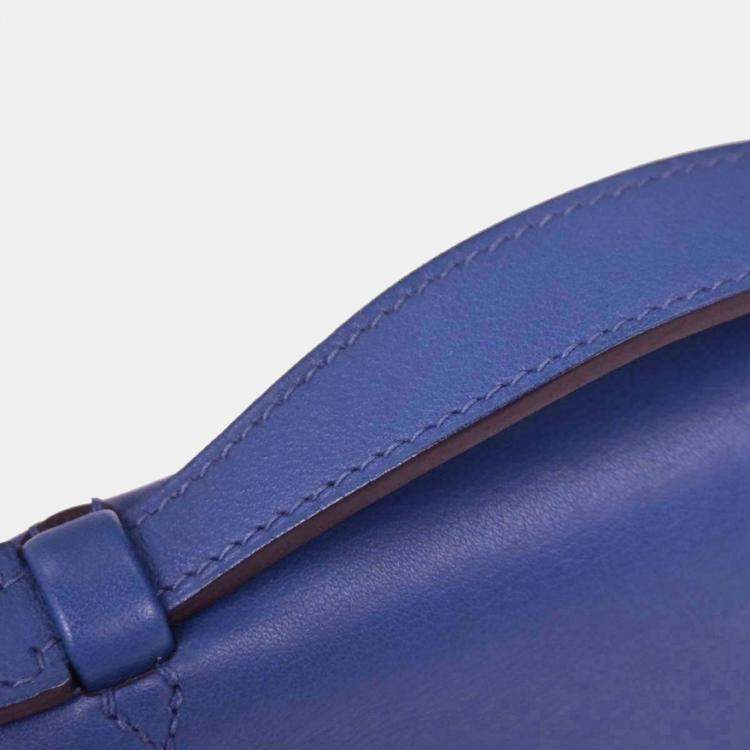 Pre Owned Hermes Kelly Pochette Blue Electric Swift Leather Clutch Bag