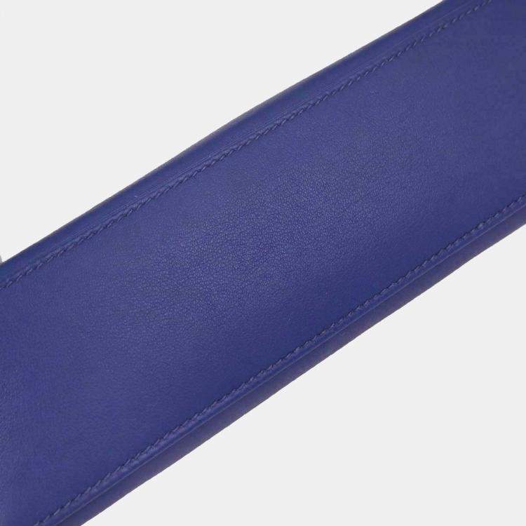 Pre Owned Hermes Kelly Pochette Blue Electric Swift Leather Clutch Bag
