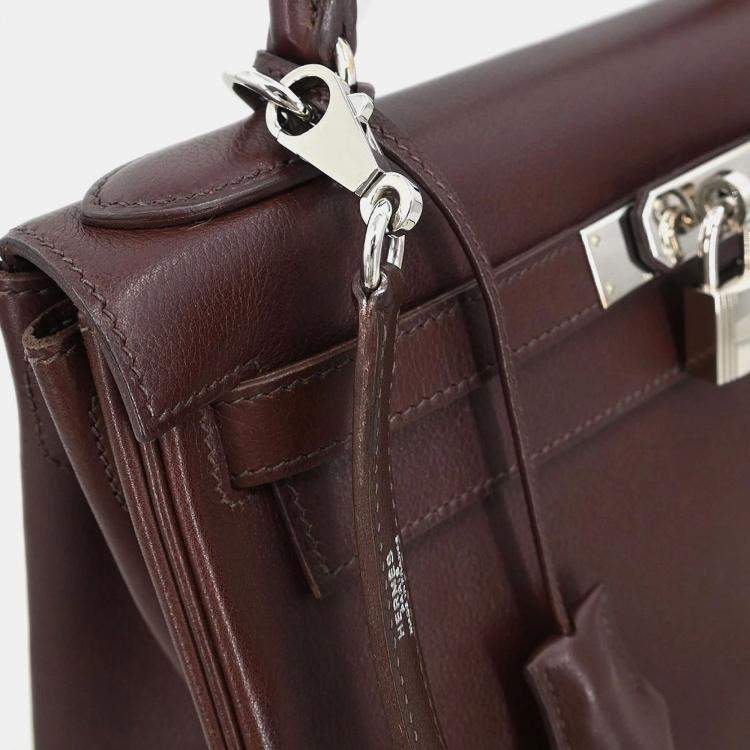 مملوكة مسبقًا Hermes Havane Veau Evergrain Kelly 28 Retourne 2way Handbag