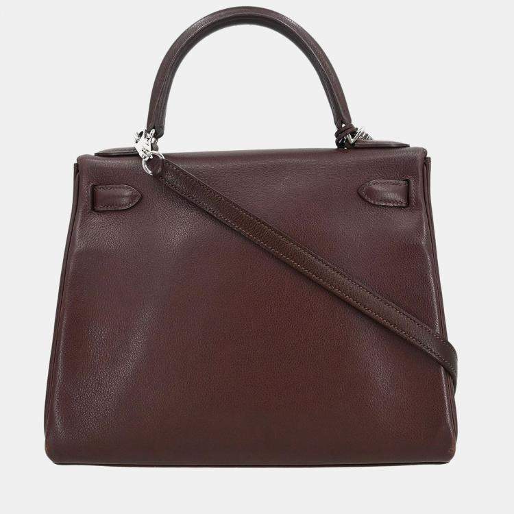 مملوكة مسبقًا Hermes Havane Veau Evergrain Kelly 28 Retourne 2way Handbag
