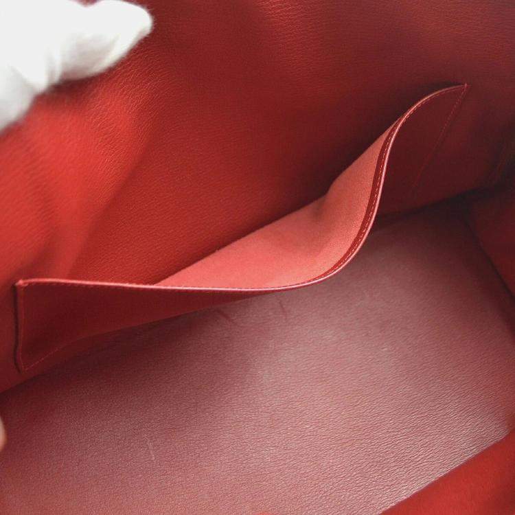 Pre Owned Hermes Birkin 35 Red Vibrato Calfskin Leather Top Handle Bag